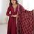 Maroon color dori zari sequince embroidered vichitra silk anarkali set