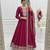 Dark rani color zari dori sequince embroidered work vichitra silk gown dupatta