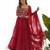 Maroon color 9needle thread embroidered faux georgette anarkali set