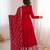 Red color dori zari sequince embroidered vichitra silk anarkali set