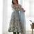 White & green color flower printed orgenza silk anarkali set
