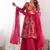 Pink color romansilk chanderi discharge print kediya style top plazzo dupatta.