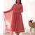 Peach color lucknowi sequince thread work faux georgette anarkali set