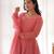 Peach color lucknowi sequince thread work faux georgette anarkali set
