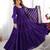 Purple color solid romansilk chanderi anarkali set