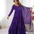 Purple color solid romansilk chanderi anarkali set
