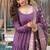 Onion color solid romansilk chanderi anarkali set