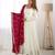 White & dark rani color solid vichitra silk anarkali set
