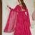Rani pink color lightweight bandhej printed chiffon anarkali set