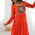 Orange color lehariya printed faux georgette stitched long anarkali gown