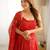 Red color bandhej printed lightweight chiffon stitched anarkali set