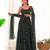 Dark green color bandhej printed lightweight chiffon stitched anarkali set