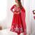 Red color printed & handwork orgenza silk stitched anarkali set