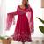 Pink color printed & handwork orgenza silk stitched anarkali set
