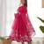 Pink color printed & handwork orgenza silk stitched anarkali set