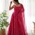 Pink color bandhej printed lightweight chiffon stitched anarkali set