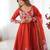 Orange color printed & handwork orgenza silk stitched anarkali set