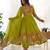 Liril green color printed & handwork orgenza silk stitched anarkali set
