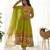 Liril green color printed & handwork orgenza silk stitched anarkali set