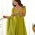 Liril green color printed & handwork orgenza silk stitched anarkali set