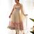 Cream color printed & handwork orgenza silk stitched anarkali set