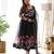 Black color printed & handwork orgenza silk stitched anarkali set