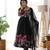 Black color printed & handwork orgenza silk stitched anarkali set