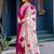 Pink embroidered georgette stitched anarkali suit with dupatta