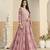 Pink heavy emroidered faux georgette semi stitched anarkali suit with salwar