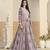 Purple heavy emroidered faux georgette semi stitched anarkali suit with salwar