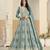Light blue heavy emroidered faux georgette semi stitched anarkali suit with salwar