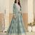 Light blue heavy emroidered faux georgette semi stitched anarkali suit with salwar