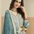 Light blue heavy emroidered faux georgette semi stitched anarkali suit with salwar