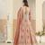 Light orange heavy emroidered faux georgette semi stitched anarkali suit with salwar