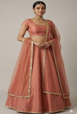 dusty rose art silk lehenga set with embellished dupatta 1