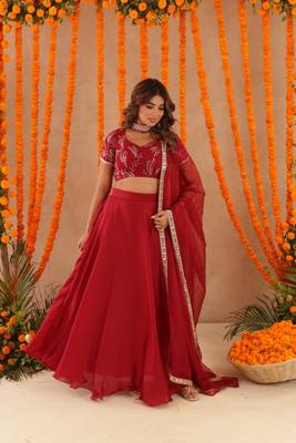 red festive rasha designer lehenga set for women 3