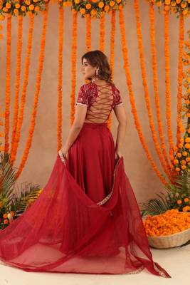red festive rasha designer lehenga set for women 4