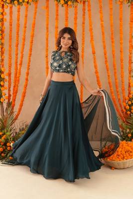 green festive silk swara lehenga set for women 3