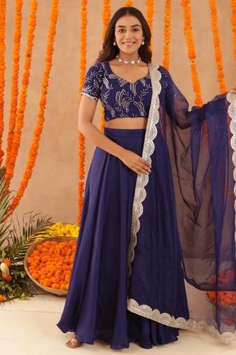 navy blue festive vibha designer lehenga set for women