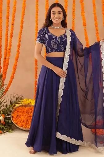 VIBHA NAVY BLUE DETAILED LEHENGA SET