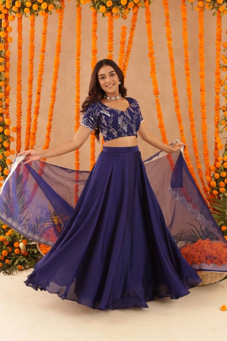 VIBHA NAVY BLUE DETAILED LEHENGA SET