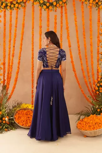 navy blue festive vibha designer lehenga set for women