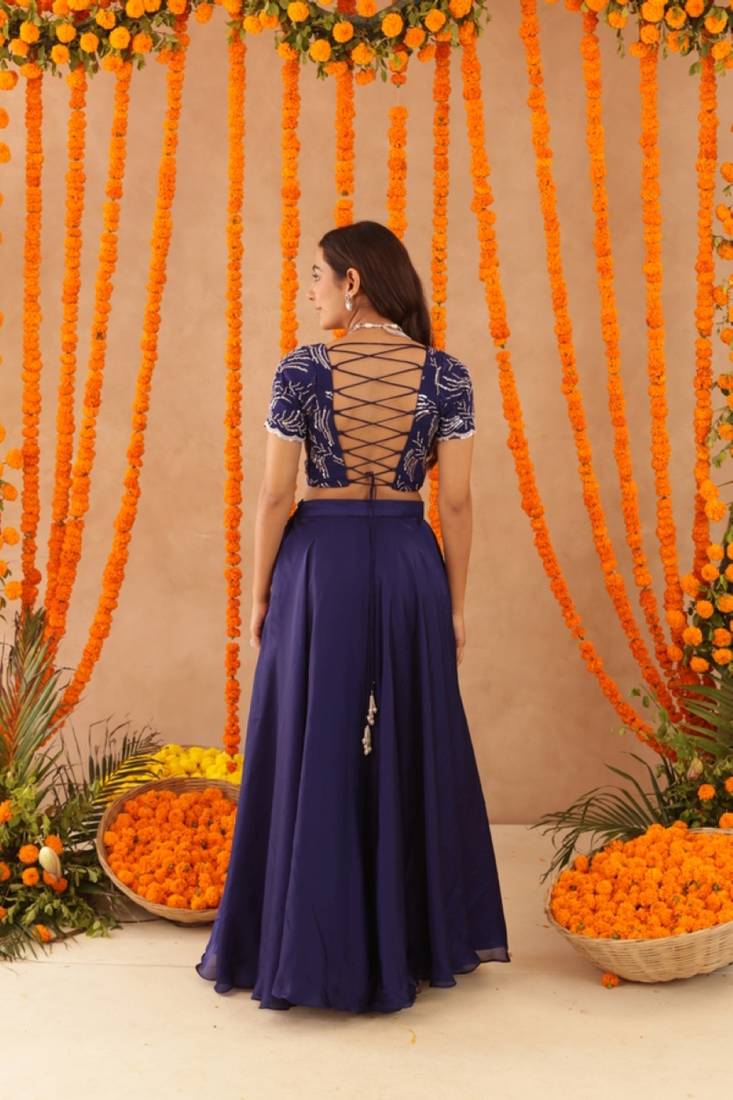 VIBHA NAVY BLUE DETAILED LEHENGA SET