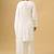 Classic white viscose rayon kurta set with organza dupatta
