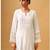 Classic white viscose rayon kurta set with organza dupatta