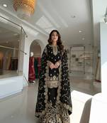 Black Gimmy Silk Embroidery Work Wedding wear palazzo Set