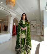 Green Gimmy Silk Embroidery Work Wedding wear palazzo Set