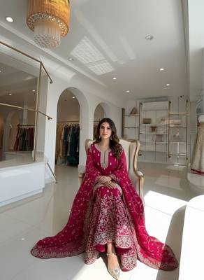 Rani Gimmy Silk Embroidery Work Wedding wear palazzo Set 2