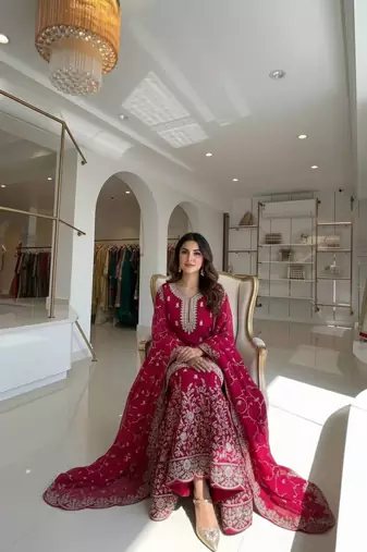 Rani Gimmy Silk Embroidery Work Wedding wear palazzo Set