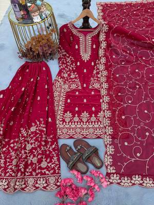 Rani Gimmy Silk Embroidery Work Wedding wear palazzo Set 3